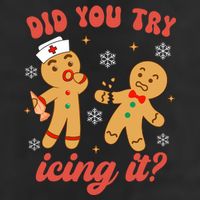 Funny Christmas Nurse Gingerbread Man Did You Try Icing It Cool Comfort Performance Bucket Hat
