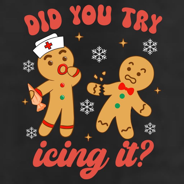 Funny Christmas Nurse Gingerbread Man Did You Try Icing It Cool Comfort Performance Bucket Hat