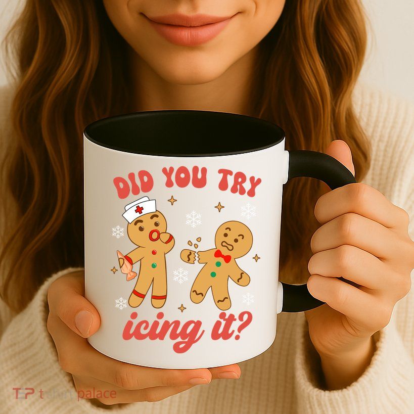 Funny Christmas Nurse Gingerbread Man Did You Try Icing It Mug