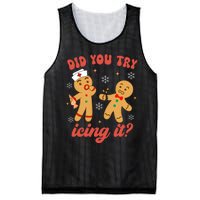 Funny Christmas Nurse Gingerbread Man Did You Try Icing It Mesh Reversible Basketball Jersey Tank