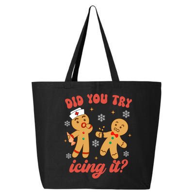 Funny Christmas Nurse Gingerbread Man Did You Try Icing It 25L Jumbo Tote