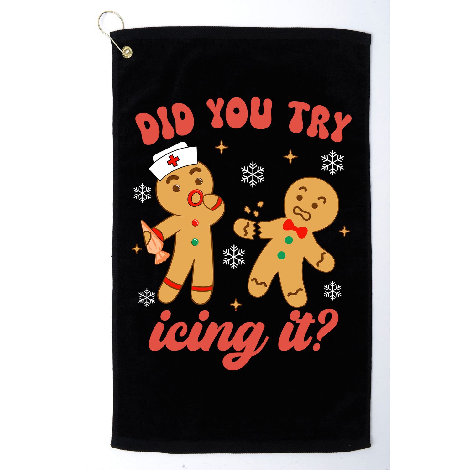 Funny Christmas Nurse Gingerbread Man Did You Try Icing It Golf Towel