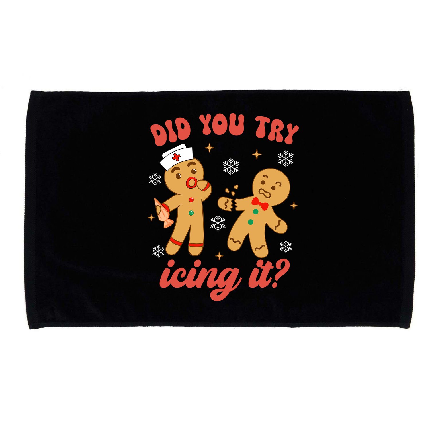 Funny Christmas Nurse Gingerbread Man Did You Try Icing It Microfiber Hand Towel