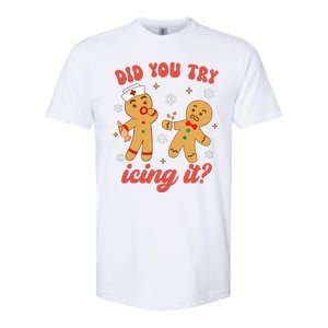 Funny Christmas Nurse Gingerbread Man Did You Try Icing It Softstyle CVC T-Shirt