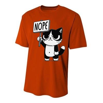 Funny Cat Nope Grumpy Face Cat Sarcastic Mom Dad Performance Sprint T-Shirt