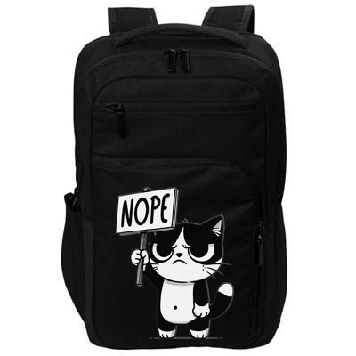 Funny Cat Nope Grumpy Face Cat Sarcastic Mom Dad Impact Tech Backpack