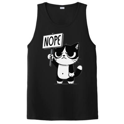 Funny Cat Nope Grumpy Face Cat Sarcastic Mom Dad PosiCharge Competitor Tank