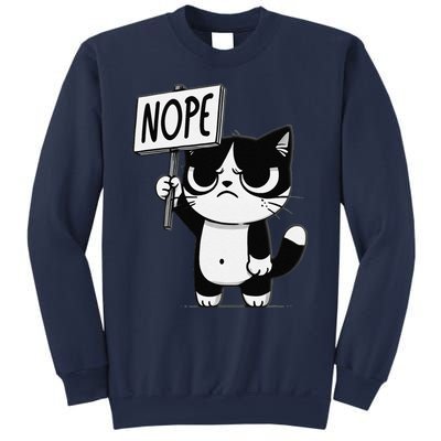 Funny Cat Nope Grumpy Face Cat Sarcastic Mom Dad Sweatshirt