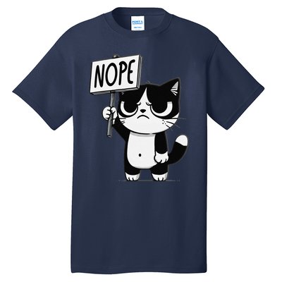 Funny Cat Nope Grumpy Face Cat Sarcastic Mom Dad Tall T-Shirt