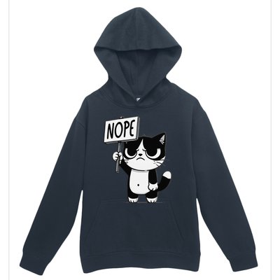 Funny Cat Nope Grumpy Face Cat Sarcastic Mom Dad Urban Pullover Hoodie