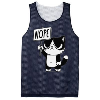 Funny Cat Nope Grumpy Face Cat Sarcastic Mom Dad Mesh Reversible Basketball Jersey Tank