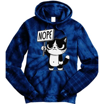 Funny Cat Nope Grumpy Face Cat Sarcastic Mom Dad Tie Dye Hoodie