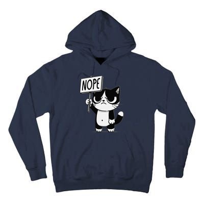 Funny Cat Nope Grumpy Face Cat Sarcastic Mom Dad Tall Hoodie