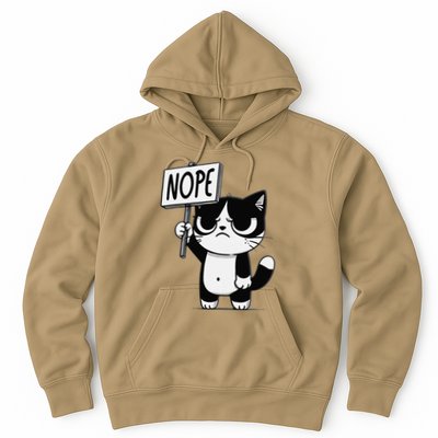 Funny Cat Nope Grumpy Face Cat Sarcastic Mom Dad Hoodie