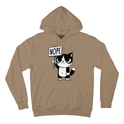 Funny Cat Nope Grumpy Face Cat Sarcastic Mom Dad Hoodie