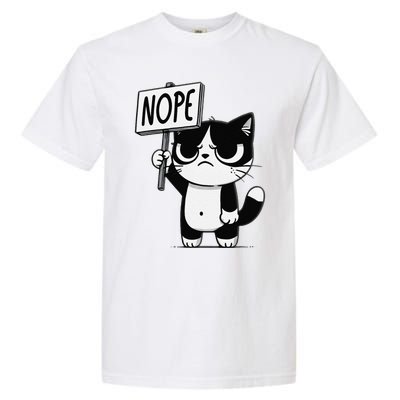 Funny Cat Nope Grumpy Face Cat Sarcastic Mom Dad Garment-Dyed Heavyweight T-Shirt