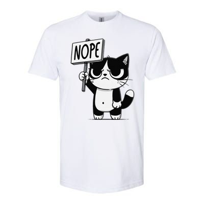 Funny Cat Nope Grumpy Face Cat Sarcastic Mom Dad Softstyle CVC T-Shirt