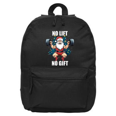 Funny Christmas No Lift No Gift Santa Claus Gym Bodybuilding Gift 16 in Basic Backpack