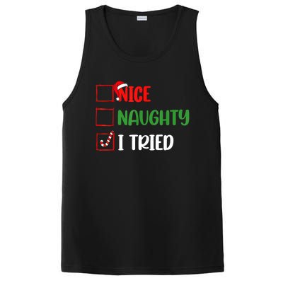 Funny Christmas Nice Naughty I Tried Holiday Xmas 2024 Gift PosiCharge Competitor Tank