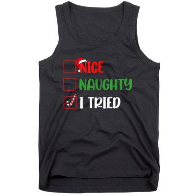 Funny Christmas Nice Naughty I Tried Holiday Xmas 2024 Gift Tank Top