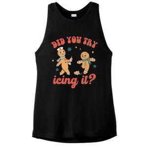 Funny Christmas Nurse Gingerbread Man Did You Try Icing It Ladies PosiCharge Tri-Blend Wicking Tank