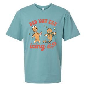 Funny Christmas Nurse Gingerbread Man Did You Try Icing It Sueded Cloud Jersey T-Shirt