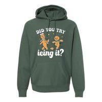 Funny Christmas Nurse Gingerbread Man Did You Try Icing It Premium Hoodie