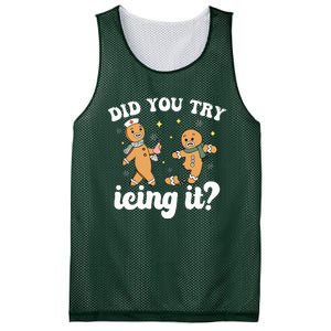 Funny Christmas Nurse Gingerbread Man Did You Try Icing It Mesh Reversible Basketball Jersey Tank