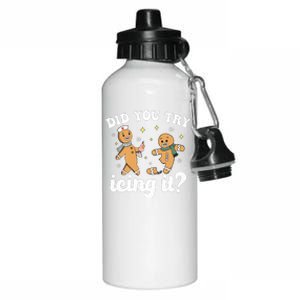 Funny Christmas Nurse Gingerbread Man Did You Try Icing It Aluminum Water Bottle