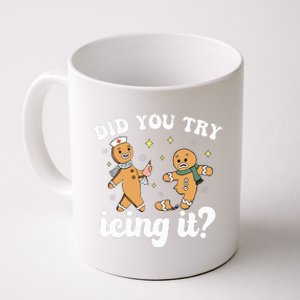 Funny Christmas Nurse Gingerbread Man Did You Try Icing It Coffee Mug