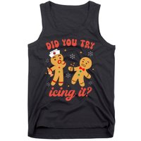 Funny Christmas Nurse Gingerbread Man Did You Try Icing It Tank Top