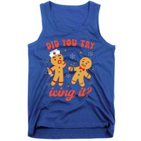 Funny Christmas Nurse Gingerbread Man Did You Try Icing It Tank Top