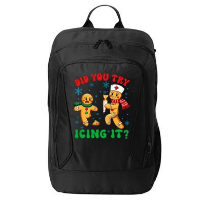 Funny Christmas Nurse Did You Try Icing It Gingerbread Man City Backpack