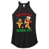 Funny Christmas Nurse Did You Try Icing It Gingerbread Man Women's Perfect Tri Rocker Tank