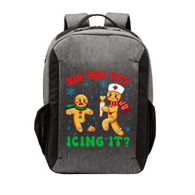 Funny Christmas Nurse Did You Try Icing It Gingerbread Man Vector Backpack