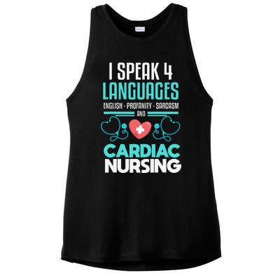 Funny Cardiac Nurse Joke Cardiology Nurse Ladies PosiCharge Tri-Blend Wicking Tank