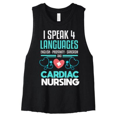 Funny Cardiac Nurse Joke Cardiology Nurse Women's Racerback Cropped Tank