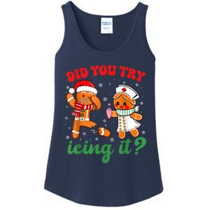 Funny Christmas Nurse Did You Try Icing It Gingerbread Man Ladies Essential Tank