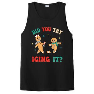 Funny Christmas Nurse Gingerbread Man Did You Try Icing It Sweatshirt PosiCharge Competitor Tank