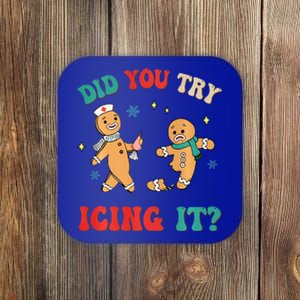 Funny Christmas Nurse Gingerbread Man Did You Try Icing It Sweatshirt Coaster