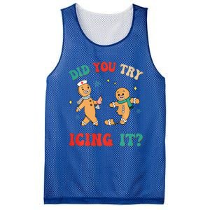 Funny Christmas Nurse Gingerbread Man Did You Try Icing It Sweatshirt Mesh Reversible Basketball Jersey Tank