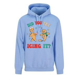 Funny Christmas Nurse Gingerbread Man Did You Try Icing It Sweatshirt Unisex Surf Hoodie