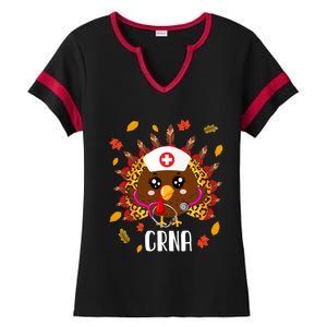 Funny Crna Nurse Leopard Turkey Leopard Nursing Thanksgiving Gift Ladies Halftime Notch Neck Tee