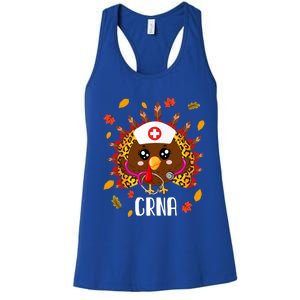 Funny Crna Nurse Leopard Turkey Leopard Nursing Thanksgiving Gift Women's Racerback Tank