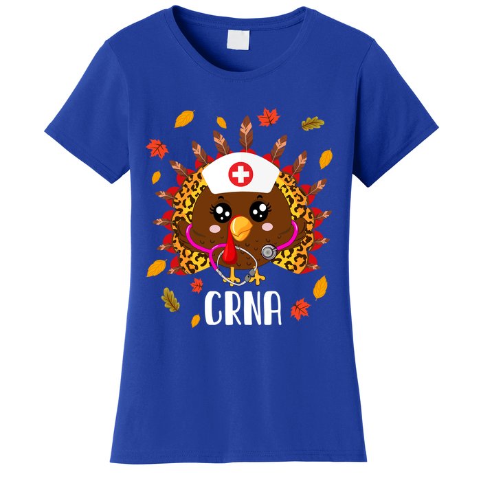 Funny Crna Nurse Leopard Turkey Leopard Nursing Thanksgiving Gift Women's T-Shirt