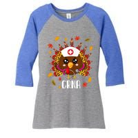 Funny Crna Nurse Leopard Turkey Leopard Nursing Thanksgiving Gift Women's Tri-Blend 3/4-Sleeve Raglan Shirt