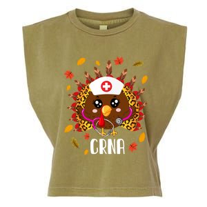 Funny Crna Nurse Leopard Turkey Leopard Nursing Thanksgiving Gift Garment-Dyed Women's Muscle Tee