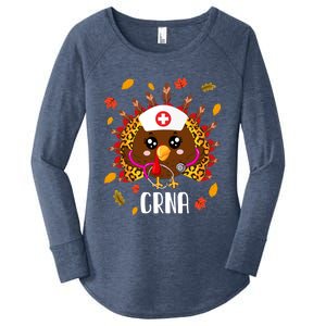 Funny Crna Nurse Leopard Turkey Leopard Nursing Thanksgiving Gift Women's Perfect Tri Tunic Long Sleeve Shirt