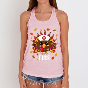 Funny Crna Nurse Leopard Turkey Leopard Nursing Thanksgiving Gift Women's Knotted Racerback Tank