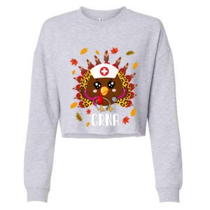 Funny Crna Nurse Leopard Turkey Leopard Nursing Thanksgiving Gift Cropped Pullover Crew